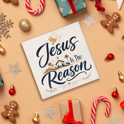 Christian Christmas Decor, Jesus is the Reason Christmas Wooden Sign, alternate view 4