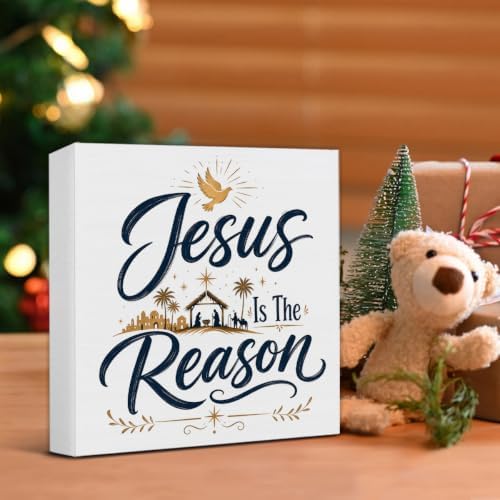 Christian Christmas Decor, Jesus is the Reason Christmas Wooden Sign, alternate view 5