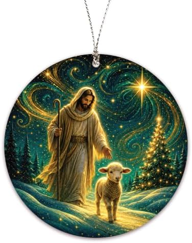 Christian Ornaments 2026 for Christmas Tree Decorations, Jesus with Lamb Good Shepherd Religious Design, Unique