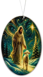 Christian Ornaments 2026 for Christmas Tree Decorations, Jesus with Lamb Good Shepherd Religious Design, Unique, alternate