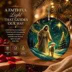 Christian Ornaments 2026 for Christmas Tree Decorations, Jesus with Lamb Good Shepherd Religious Design, Unique, alternate