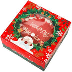 Christmas 10x10x5 inch Cake Box with Window Bakery Box 4pcs Pastry Box for Christmas's Day in 10x10x5 Inch in