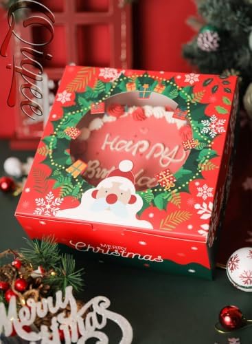 Christmas 10x10x5 inch Cake Box with Window Bakery Box 4pcs Pastry Box for Christmas's Day in 10x10x5 Inch in, alternate view