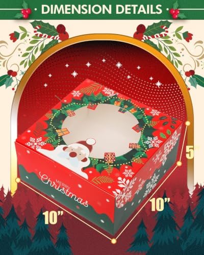 Christmas 10x10x5 inch Cake Box with Window Bakery Box 4pcs Pastry Box for Christmas's Day in 10x10x5 Inch in, alternate view