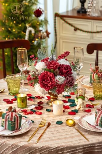 Christmas Artificial Flowers Greenery Combo, Poinsettia Rose Red in Poinsettia, alternate view 3