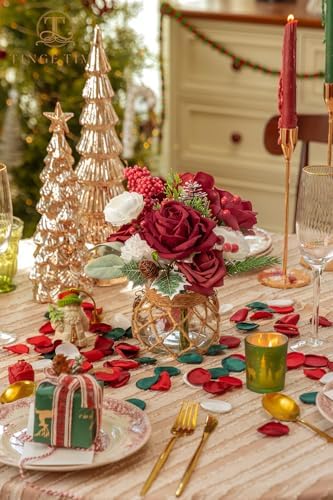 Christmas Artificial Flowers Greenery Combo, Poinsettia Rose Red in Poinsettia, alternate view 6