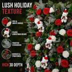 Christmas Backdrop Wall Decor, 6 Interlocking 19.69 x 19.69 Inch Floral Panels with Red and White Roses, Teddy, alternate