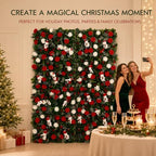 Christmas Backdrop Wall Decor, 6 Interlocking 19.69 x 19.69 Inch Floral Panels with Red and White Roses, Teddy, alternate