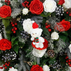 Christmas Backdrop Wall Decor, 6 Interlocking 19.69 x 19.69 Inch Floral Panels with Red and White Roses, Teddy, alternate