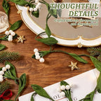 Christmas Banner Garlands 2 Pcs, with Handcrafted Paper Leaves and Decorative White Berries, Paper Greenery, alternate view 3