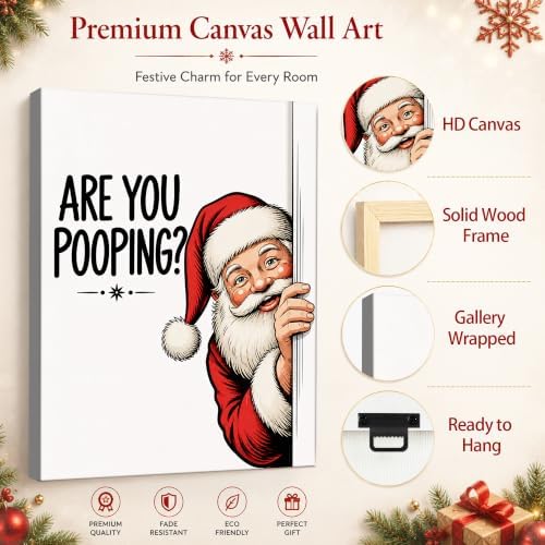 Christmas Bathroom Wall Art, Are You Pooping Funny Santa Canvas Wall Art, alternate view 5