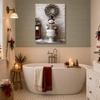 Christmas Bathroom Wall Art, Funny Snowman On Toilet Canvas Wall Art, alternate view 3