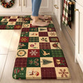 Christmas Buffalo Plaid Kitchen Floor Mats Cushioned Anti Fatigue