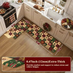 Christmas Buffalo Plaid Kitchen Floor Mats Cushioned Anti Fatigue, alternate view 2