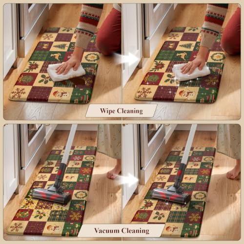 Christmas Buffalo Plaid Kitchen Floor Mats Cushioned Anti Fatigue, alternate view 5