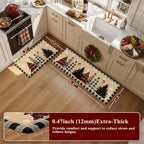 Christmas Buffalo Plaid Tree Kitchen Mats for Floor 17"x47"+17"x29", alternate view 2