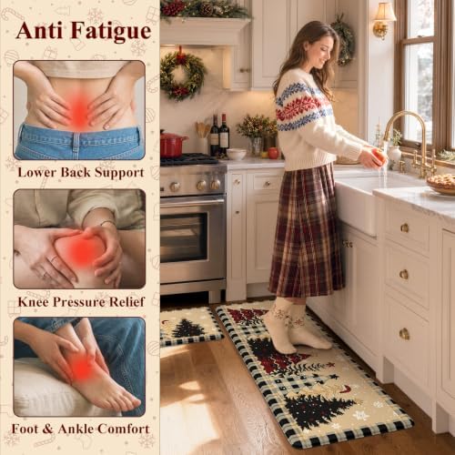 Christmas Buffalo Plaid Tree Kitchen Mats for Floor 17"x47"+17"x29", alternate view 4