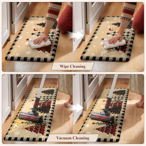 Christmas Buffalo Plaid Tree Kitchen Mats for Floor 17"x47"+17"x29", alternate view 6