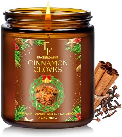 Christmas Candle, Cinnamon Cloves Scented Candles for Home, Holiday Candles Natural Soy Candle, Aromatherapy
