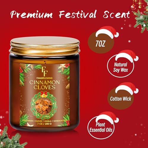 Christmas Candle, Cinnamon Cloves Scented Candles for Home, Holiday Candles Natural Soy Candle, Aromatherapy, alternate view