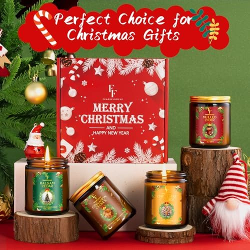 Christmas Candles Set, Scented Candles for Home, 4 Pack Holiday Natural Soy Candles, Christmas Gift for Women, alternate view
