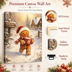 Christmas Canvas Wall Art, Gingerbread Man with Santa Hat Canvas Prints, alternate view 5