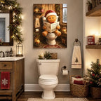 Christmas Canvas Wall Art, Gingerbread on Toilet Reading Canvas Prints, alternate view 2