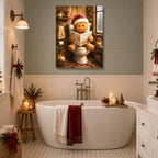 Christmas Canvas Wall Art, Gingerbread on Toilet Reading Canvas Prints, alternate view 3