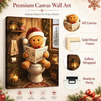 Christmas Canvas Wall Art, Gingerbread on Toilet Reading Canvas Prints, alternate view 5