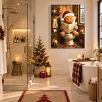 Christmas Canvas Wall Art, Gingerbread on Toilet Reading Canvas Prints, alternate view 6