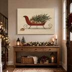 Christmas Canvas Wall Art, Red Sleigh With Gifts Box Holiday Canvas Prints, alternate view 4