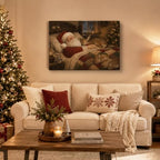 Christmas Canvas Wall Art, Sleeping Santa and Reindeer Canvas Prints, alternate view 2