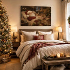 Christmas Canvas Wall Art, Sleeping Santa and Reindeer Canvas Prints, alternate view 3