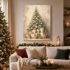 Christmas Canvas Wall Art, Snowy Christmas Tree Gift Boxes Canvas Prints, alternate view 2