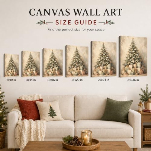 Christmas Canvas Wall Art, Snowy Christmas Tree Gift Boxes Canvas Prints, alternate view 6