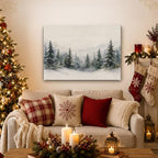 Christmas Canvas Wall Art, Snowy Mountain Fores Landscape Canvas Prints, alternate view 2