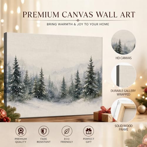 Christmas Canvas Wall Art, Snowy Mountain Fores Landscape Canvas Prints, alternate view 5