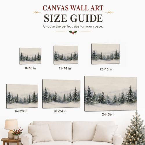 Christmas Canvas Wall Art, Snowy Mountain Fores Landscape Canvas Prints, alternate view 6