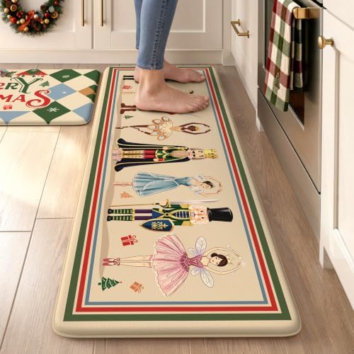 Christmas Circus Nutcracker Kitchen Mats Cushioned Anti Fatigue