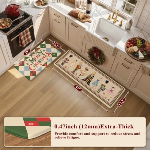 Christmas Circus Nutcracker Kitchen Mats Cushioned Anti Fatigue, alternate view 2