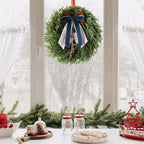 Christmas Decor, 22" Norfolk Pine Christmas Wreath with Bells and Ribbon in Green, alternate view 6