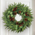 Christmas Decor, 24" Cedar Christmas Wreath with Pinecones