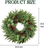 Christmas Decor, 24" Cedar Christmas Wreath with Pinecones, alternate view 2