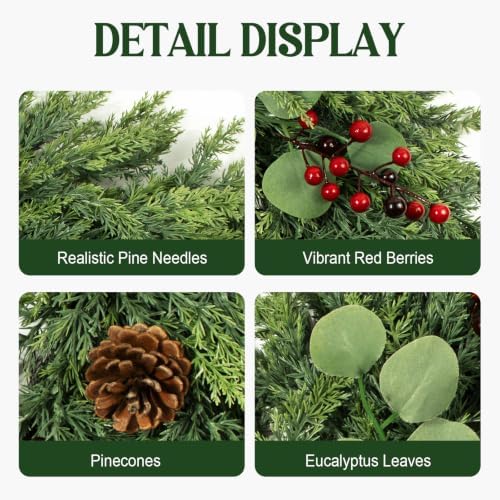 Christmas Decor, 24" Cedar Christmas Wreath with Pinecones, alternate view 3