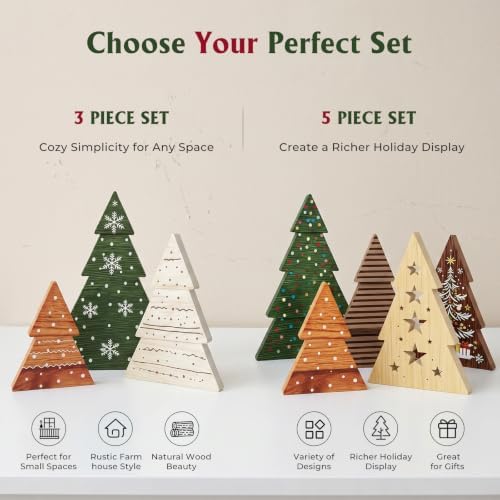 Christmas Decor, 3Pcs Wooden Tabletop Christmas Tree Decorations Sign, alternate view 5