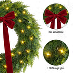 Christmas Decorations, 22 Inch Pre-Lit Christmas Wreath with Red Velvet Bow, alternate view 3
