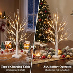 Christmas Decorations, 2FT Birch Tree with LED Lights, Warm White Light up Tree Lamp, Artificial Trees for Home, alternate