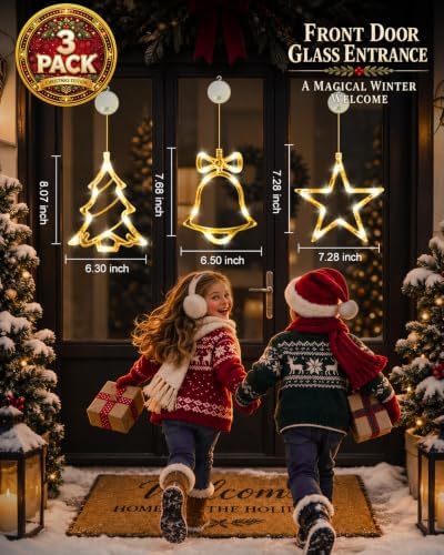 Christmas Decorations, 3 Pack Rechargeable Christmas Window Lights, alternate view 6