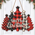 Christmas Decorations Buffalo Plaid Christmas Tree Hanging Wooden Sign