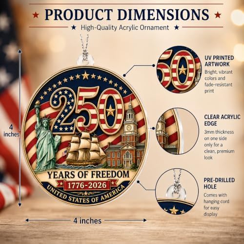 Christmas Decorations, Christmas Ornaments, 250 Anniversary Christmas Ornament, 250 Anniversary USA Merchandise, alternate